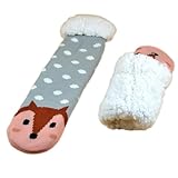 Wollsocken Winter-Fleece-gesäumte Cartoon-Tier-Kaschmir Socken Frauen Baumwollsocken Wollgarn Socken Lange warm verdickte niedliche Home Socken Wollsocken Damen (Color : Light Gray)