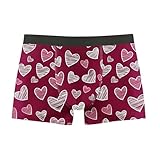 Boxershorts Herren Atmungsaktive Unterhose Klassische Dehnbares Retroshorts Bequem Herrenunterhosen Weiche Boxer Briefs Lustig Aufdruck Unterhosen für den Valentinstag Rot XL