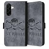 DeinDesign Klapphülle kompatibel mit Samsung Galaxy A26 5G Handyhülle aus Kunst Leder schwarz Flip Case FC St. Pauli Logo Beton