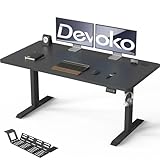 Devoko Höhenverstellbarer Schreibtisch 140 x 70 cm mit Kabelwanne, Elektrisch Höhenverstellbarer Stabiler Stehpult, Computertisch 2-Funktions-Memory, Ergonomischer Steh-Sitz Tisch (Schwarz)