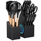 ACOQOOS Messerblock Messerset - 18-teiliges küchenmesser set für den täglichen Gebrauch in der Küche - Inklusive 10 Messer & 6 Silikonutensilien