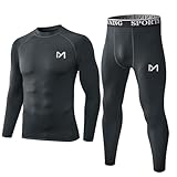 MeetHoo Thermounterwäsche Herren, Funktionsunterwäsche Skiunterwäsche Winter Thermowäsche Set Warm Weich Funktionswäsche Atmungsaktiv Thermo Unterwäsche Thermounterhemd Thermounterhose für Männer