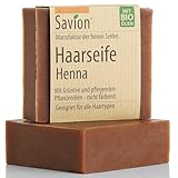 Savion Haarseife Henna, für alle Haartypen, Vegan, Palmölfrei, Tierversuchsfrei, Plastikfrei, 85g