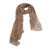 MINGCHENCN Leopard Schal - Elegantes Design, Chiffon, Braun, Tierdruck, 160 cm x 45 cm