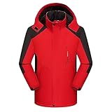 Jacken für Damen, Outdoor, winddicht, Wandern, Damen-Kapuzenpullover mit Reißverschlusstaschen, abnehmbare Kappe, Damenkleidung, Herbst, Winter, warme Wechselmäntel, 01 x Rot, XXL