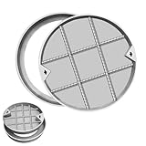 Runder Unsichtbarer Schachtdeckel mit Rahmen, Kanaldeckel, Schachtabdeckung aus Edelstahl 201, Unsichtbarer Inspektionsdeckel aus Metall, für Hof, Einfahrt und Gehweg(50x5cm/19.5x2')