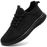 QIJGS Herren Schuhe Turnschuhe Sportschuhe Laufschuhe Sneaker Slip on Wanderschuhe Freizeit Leicht Atmungsaktiv Tennisschuhe Fitnessschuhe Schwarz 43