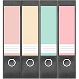 Ordneretiketten breit selbstklebend – 4 Etiketten für Aktenordner | Design Ordnerrücken Ordner Aufkleber beschriftbar, ca. 19 × 6 cm - Pastell Farbmix - Made in Germany