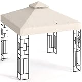 Ersatzdach für Pavillon 3x3 Wasserdicht - Pavillondach Doppelschicht Leinwandstoff 250g - Ersatz Dach für Garten Pavillon - Beige