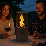 TOM Innovation XXL Gas Tischkamin - 12h Brenndauer für Indoor & Outdoor – Tisch Kamin Set – Tischfeuer mit Deko-Steinen – Plus 3X 190 g Stechgaskartusche