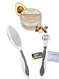 Hornhaut-Pflegeset für Füße | Hornhautfeile & Hornhauthobel mit Klingen + Intensive Fußbutter | Für glatte, gepflegte Füße