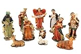 ELLUG Mini Krippenfiguren Set 11-teilig Höhe bis 7cm Weihnachtskrippe Figuren Krippenzubehör Weihnachtsdeko