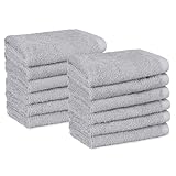 Amazon Basics Gesichtshandtücher für Badezimmer, 100 % Baumwolle, besonders saugfähiger Waschlappen, schnelltrocknend, Handtücher für Beautysalon, 30 x 30 cm, Grau, 12er-Pack