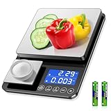Digitale küchenwaagen mit Dual Plattform–Präzise 500g/0,01g&15kg/1g Messung, Tara-und Summierfunktion,7 Einheiten -essenswaage für Kochen,Backen,Fitness-Mahlzeiten und professionelle Küchennutzung