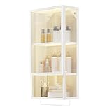 Medizinschrank zur Wandmontage mit Glastür, Handtuchstange und verstellbaren Ablagen für die Aufbewahrung im Badezimmer