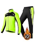 ROCKBROS Fahrrad Jacke + Hose Set Winter Thermo Fahrradbekleidung Hohe Sichtbarkeit & Winddicht Softshelljacke und Radlerhose für Outdoor-Aktivitäten wie Radfahren, Klettern, Wandern