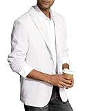 PJ PAUL JONES Herren Sakko Sportlich Freizeit Leinen Blazer Regular Fit 2 Knopf Business Sakko (Weiß, XL)