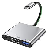 USB C auf HDMI, Type C auf HDMI 4K Adapter Thunderbolt 3/4 AUF USBC auf Hdmi Adapter Kompatibel mit iPhone 17/16/15, MacBook Pro/Air, iPadPro/Air, Galaxy S/Note, Dell XPS