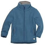 ZIPPER-JACKE Kinder-Jacke Wollwalk Reißverschluss | 100% Bio-Merinowolle | Frühjahr Sommer Herbst | Kinnschutz | Baby Kleinkind Kind Unisex | Made in Germany | GOTS IVN Best | Taubenblau Gr. 110-116