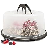 Hausfelder Kuchen Transportbox rund, Tortentransportbox mit Haube und Griff, Tortenglocke 33 cm Durchmesser, Höhe 16 cm