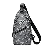 MOTOGZRGQ Single Shoulder Crossbody Bag, Single Shoulder Bag, Motorcycle Leisure Chest Bag, Can Be Connected To A Charging Cable(Gray)