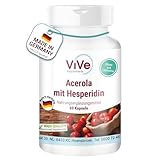 Acerola mit Hesperidin - 60 Kapseln mit Vitamin C, Grapefruitkern-Extrakt und Bitterorange-Extrakt - hochdosiert und vegan - standardisierte Extrakte | Qualität aus Deutschland von ViVe Supplements