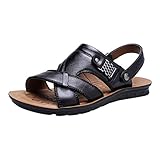 Herren Sandalen Sommer Outdoor Strandsandalen Natürliche Gummisohle Rutschfeste Walkingschuhe Arch Support breitfüßig Leder Trekking Hausschuhe Freizeitschuhe