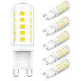 H.W.S G9 LED Lampe 4W 400 Lumen Kein Flackern Leuchtmittel Ersatz 40W Halogenlampe 360° Abstrahlwinkel Nicht Dimmbar 6 Pack(6000K-daylight)