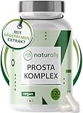 naturally Prostata Kapseln hochdosiert [120 Stück] – Sägepalmenextrakt Prostata Komplex mit Kürbiskern, Brennnessel, Vitamin E, Zink, Selen – vegan, prosta, Sägepalme, saw palmetto