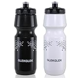 GLEKGLEK Fahrrad Trinkflasche 750 ml BPA frei für Rennrad Gym Sport 2er Pack (Schwarz & Weiß)