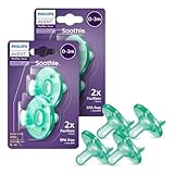 Philips AVENT Soothie Kiefergerechter Baby Schnuller, 100% Silikon, einteilig, BPA-frei, für Babys von 0-3 Monaten, grün, 4er-Pack, Modell SCF190/41