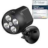 NICREW Bewegungsmelder für Aussen, Batteriebetriebene Aussenlampe mit Sensor, Leistungsstarke LEDs ohne Kabel, 4 LEDs, Wetterfestes Sicherheitslicht für Veranda, Garage, Garten