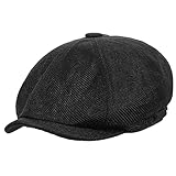 HAPPYPOP Schirmmütze Herren Schiebermütze Schwarz Driving Cabbie Jagd Flatcap Newsboy Cap