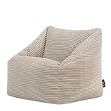 Icon Natalia Sitzsack Kinder, Beige, Flauschiger Cord Stoff, Sitzsack Cord mit Füllung, Bequemer Kinder Sessel, Kuschelsessel, Lese Sessel, Schlafzimmer, Kinderzimmer, Spielzimmer