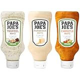 Papa Joe's Mayonnaise Set - 1x Parmesan Mayo - 1x Vegane Chipotle Mayo - 1x Vegane Trüffel Mayo - (3x300 ml) (900 ml)