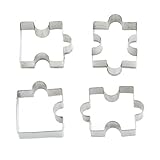Juwacoo 4 Stück Edelstahl Keksausstecher lustig, Mini Ausstechformen, Plätzchenausstecher, Fondant Ausstecher Set, Puzzle Form Plätzchen Ausstechformen, Präzise Gestaltete Backzubehör