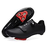 ARTVEP Fahrradschuhe Herren Damen Rennradschuhe MTB Radschuhe Kompatibel mit Look SPD SPD-SL Delta Lock Pedal Reitschuhe Peloton Schuhen Alles Schwarz EU46 / 280