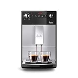 Melitta Purista - Kaffeevollautomat mit Lieblingskaffee-Funktion, Kaffeemaschine mit Mahlwerk und 5-stufig verstellbarem Mahlgrad, für Kaffee und Espresso, silber/schwarz