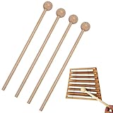 4 Stück Holzschlägel, Schlägel Mallet Drumsticks, Holzschlägel Marimba, Schlägel Klangstäbe, für Xylophon, Holzblock Glocken Kinder Anfänger Erwachsene