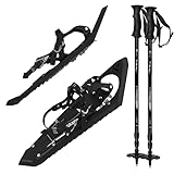 ALPIDEX Schneeschuhe Steighilfe Tragetasche Schuhgröße 38 bis 45 Optional Stöcke, Farbe:Black - mit Stöcke