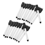NIYANGLE 20 Kleine Whiteboard Marker mit Radierer Abwischbar Wasserbasiert Schwarze Mine für Whiteboards Glas und Keramik Geeignet für Schule Büro und Zuhause