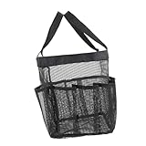 Didiseaon Aufbewahrungstasche Strandtasche Strand-Mesh-Duschtasche Netzaufbewahrungsbeutel für Spielzeug Makeup Tasche Kosmetiktasche Tragetasche aus Mesh tragbare Kulturtasche Nylon Black