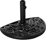 Deuba® Sonnenschirmständer halbrund Balkon Terrasse 9 kg Blumen Design schwarz Gussoptik wetterfest Schirmständer Balkonschirm Terrassenschirm Ständer