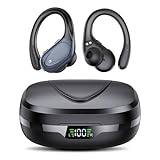 CASCHO Bluetooth Kopfhörer Sport, Kopfhörer Kabellos Bluetooth 5.3, 60 Std Kabellose Kopfhörer mit Tiefer Bass, In Ear Kopfhörer mit 4 ENC Klarer Mic, IPX7 wasserdichte Ohrhörer mit Ohrhaken Schwarz