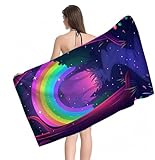 Mikrofaser HandtuchRegenbogen Strandtuch XXL 65 x 130 cm,Saugfähig und Schnelltrocknendes Saunahandtuch mit Gummizug,Yoga Handtuch Rutschfest,Beach Towel für Badezimmer,Strand,Reise,Schwimmen Y1-708