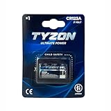 TYZON® CR123A Lithium Batterie 3 V – 1er-Pack – Für Taschenlampen, Sicherheitskameras, Sensoren & Fotozubehör – Langlebig & stark – Ohne Quecksilber, Cadmium, Blei