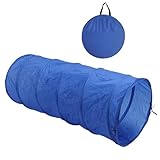 Hunde-Agility-Trainingstunnel, reißfest, rund, für Hundespieltraining, offener Tunnel, Zelt, blau, tragbares Design für den Außenbereich