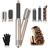 Journeyside Airstyler Set, Professioneller Warmluftbürste Set 1000W, Multifunktionaler Hairstyler mit 5 Ersatz, Lockenstab Automatisch, Glätteisen, Zum Styling, Volumisieren, Locken und Glätten