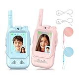FNITAER Kinder Video Walkie Talkie 2er Set Funkgeräte Set mit Kamera 2.0' Display, Video Voice Changer, USB-C aufladbar, privates 1:1 Funkgerät Spielzeug für Geschenkideen für Familie Outdoor Spiele
