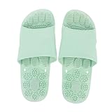 Beavorty 2 Paare Rutsch Badelatschen mit Massage Noppen Offene Damen Duschpantoletten Rutschfeste Hausschuhe Grün für Bad Spa Pool und Indoor Bereich